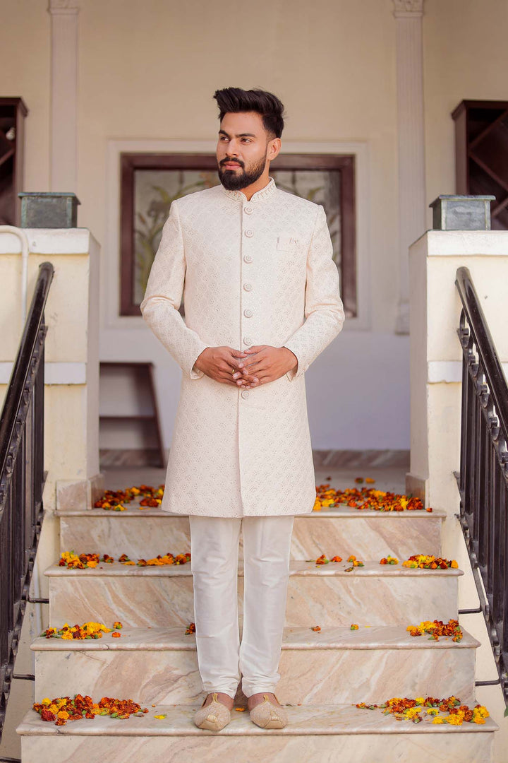 Light Pink Lucknowi Indo-Western Suit.