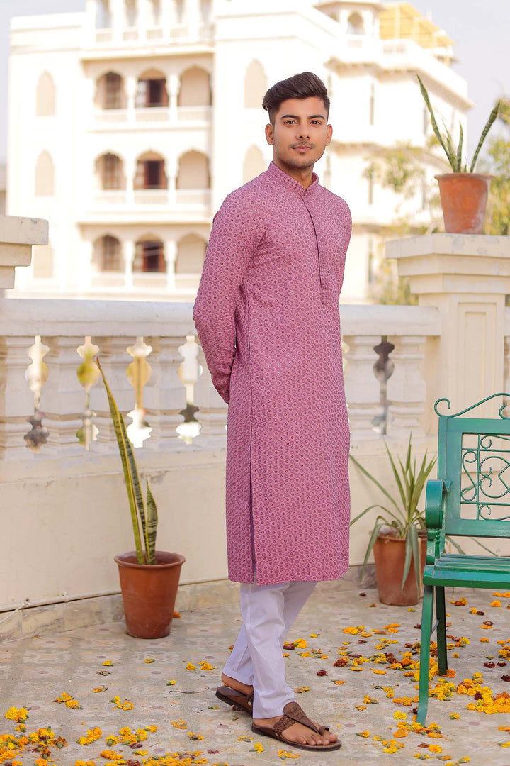 Pink Lucknowi Kurta Suit With Sequin Work.