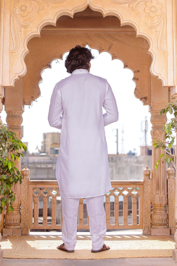 White Pathani Kurta Suit