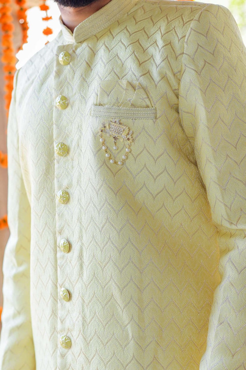 Pistachio Semi Indo-Western Suit.