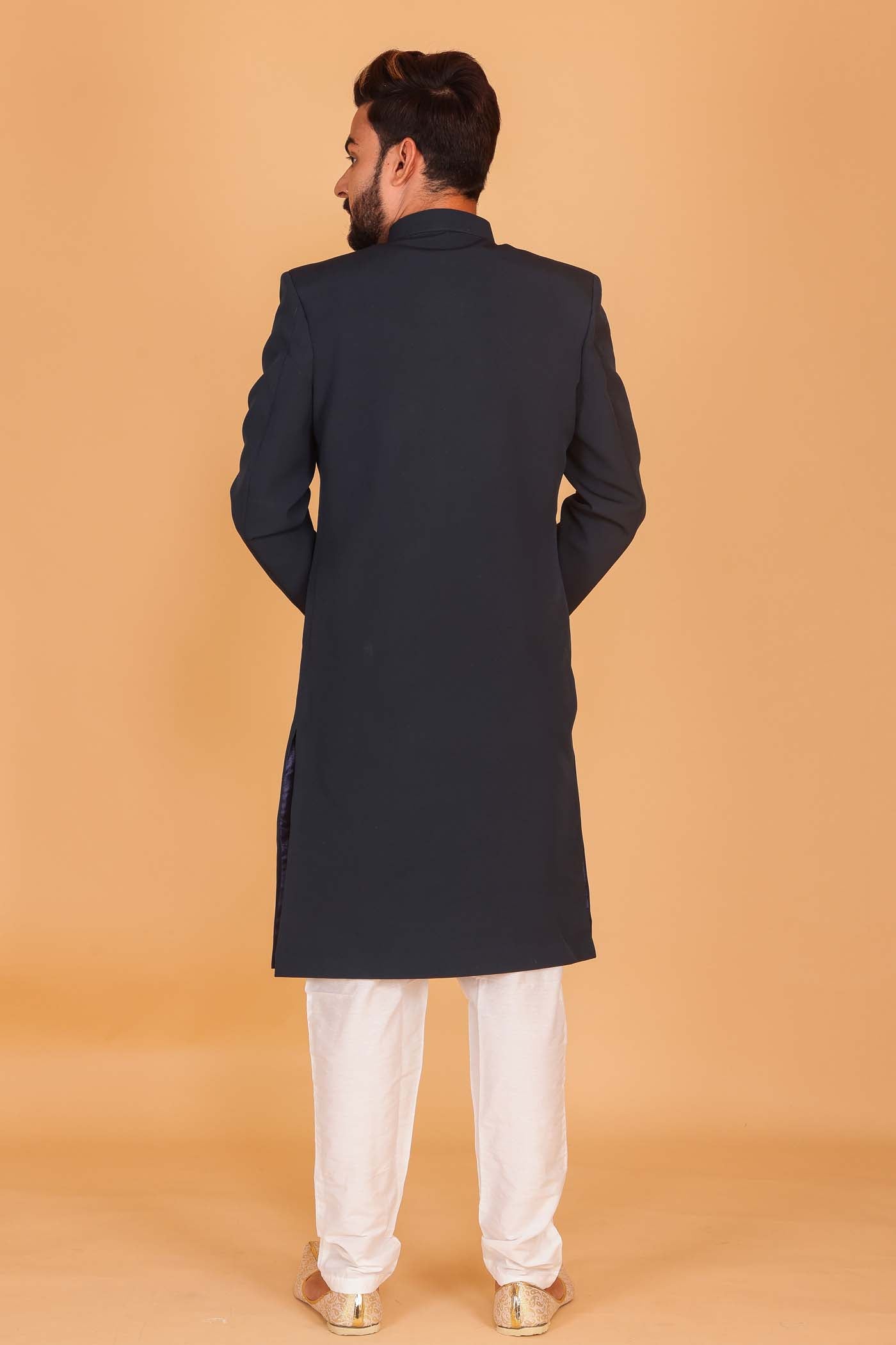 Peacock Blue Sherwani Suit.