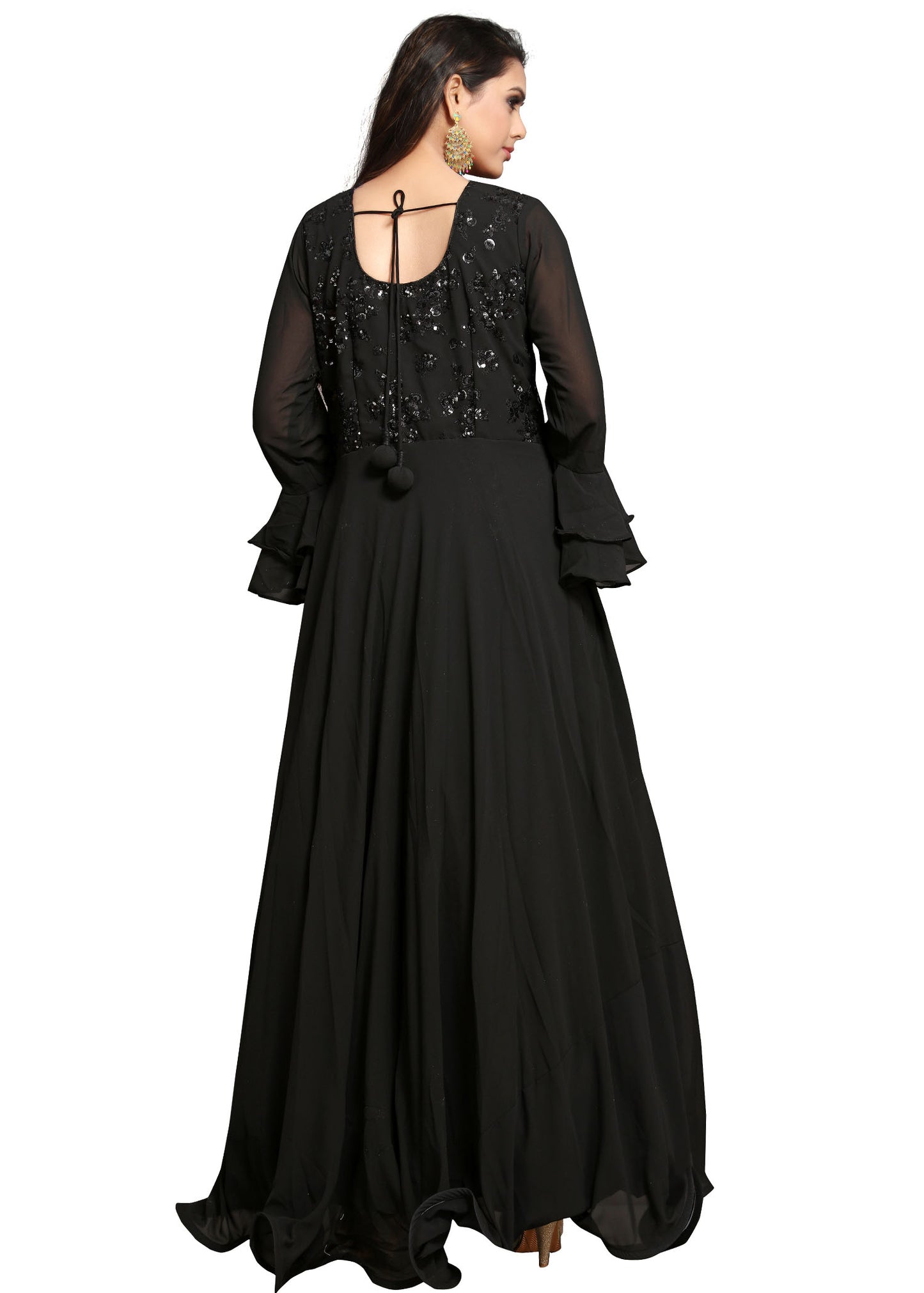 Georgette Anarkali Gown - Black