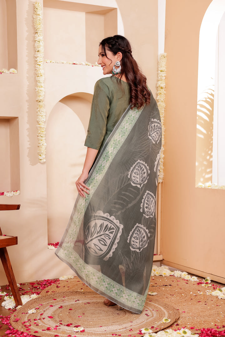 Mehndi Green Soft Silk Straight Cut Kurta Set
