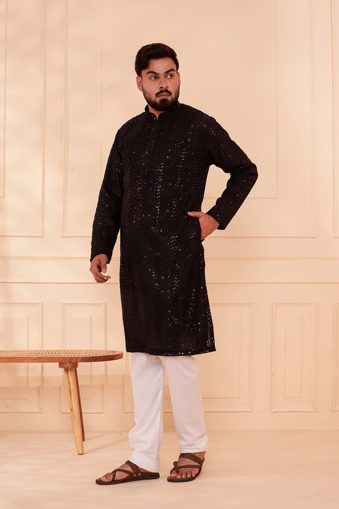 Black Georgette Chikankari Kurta Suit.
