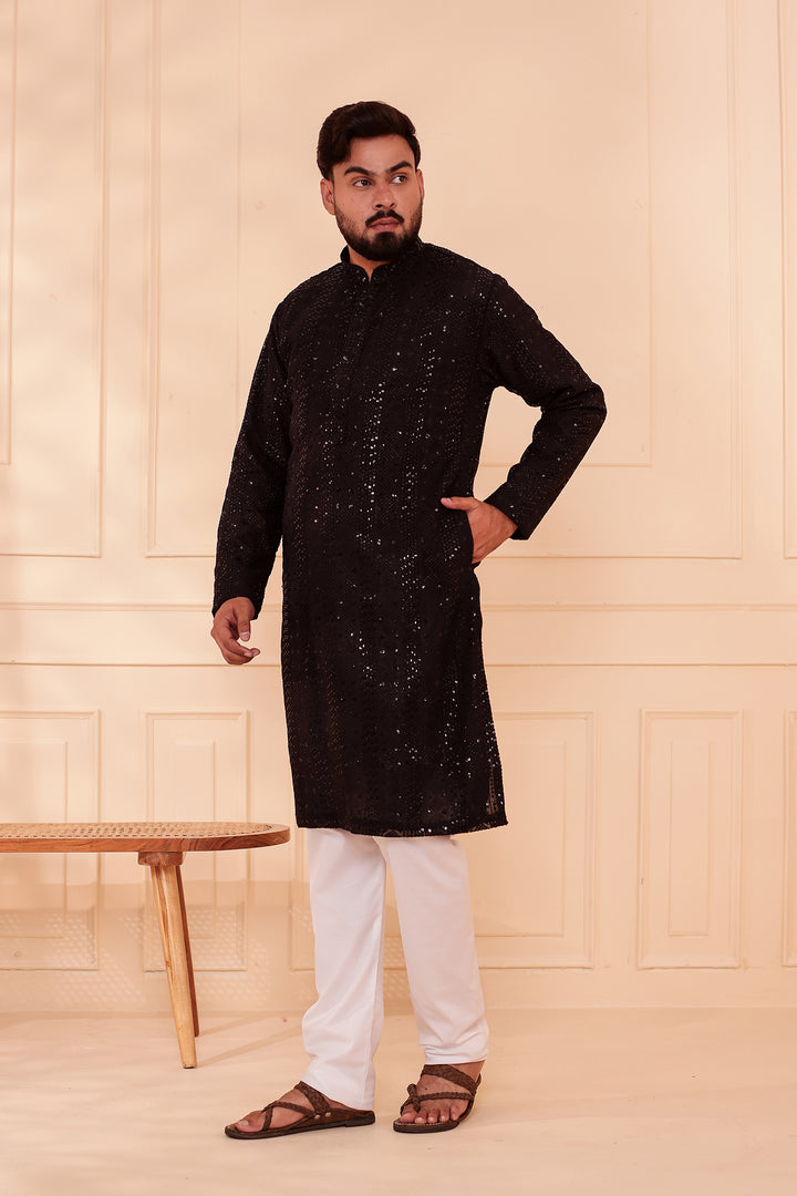 Black Georgette Chikankari Kurta Suit.