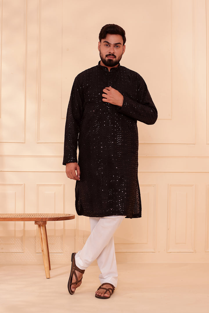 Black Georgette Chikankari Kurta Suit.
