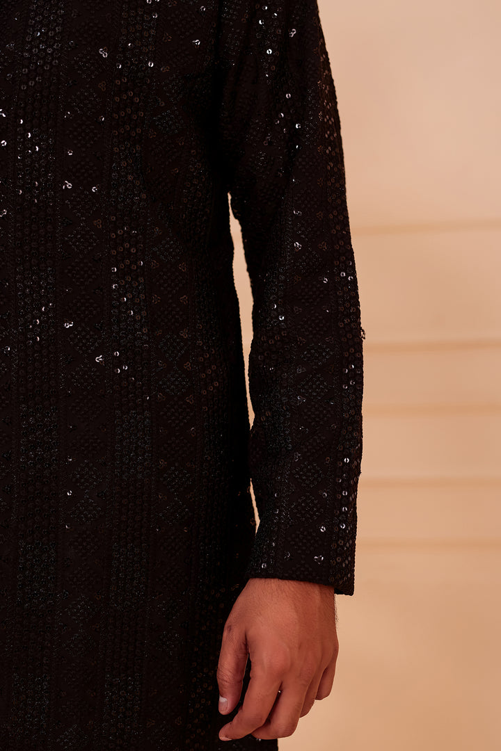 Black Georgette Chikankari Kurta Suit.