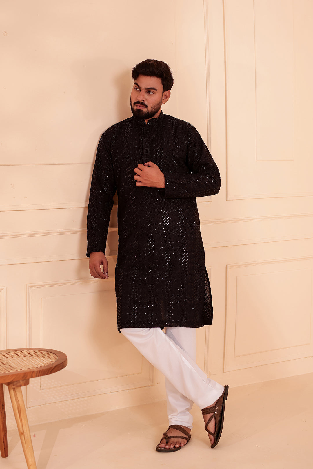 Black Georgette Chikankari Kurta Suit.