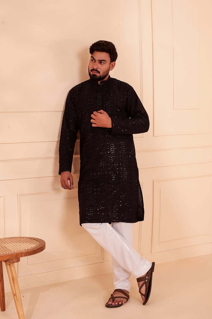 Black Georgette Chikankari Kurta Suit.