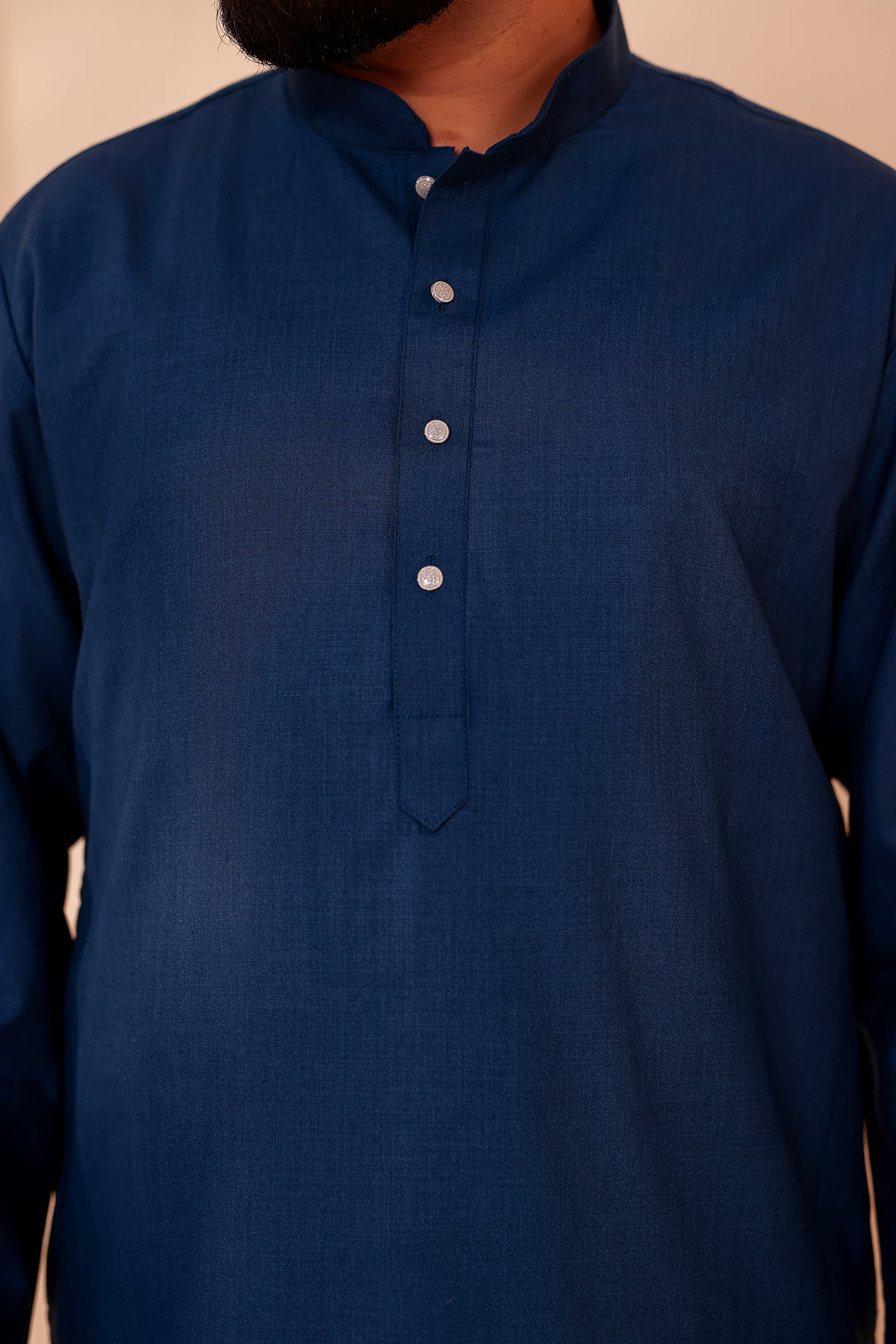 Midnight Blue Soft Cotton-Polyester Kurta Suit.