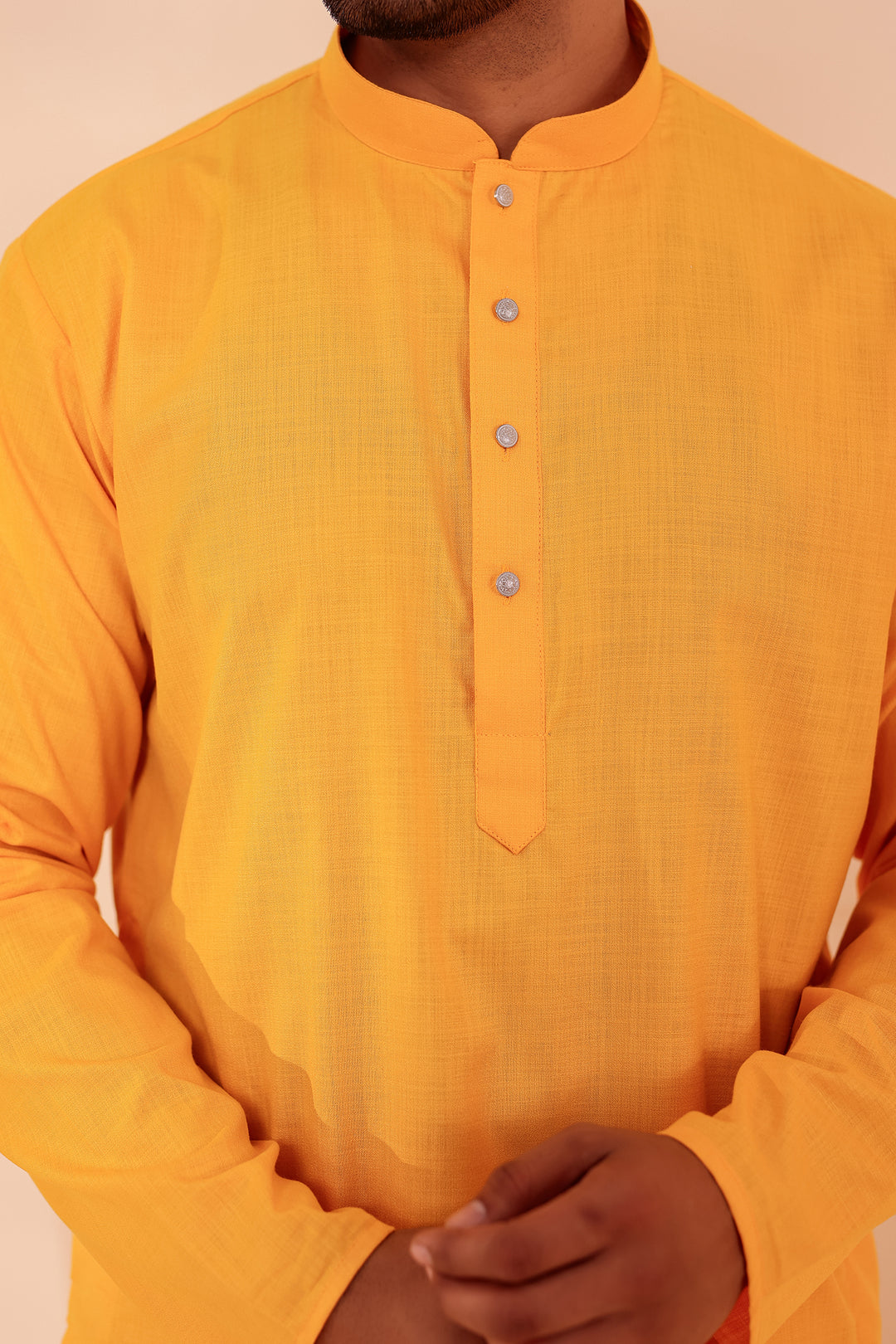 Yellow Soft Cotton-Polyester Kurta Suit.