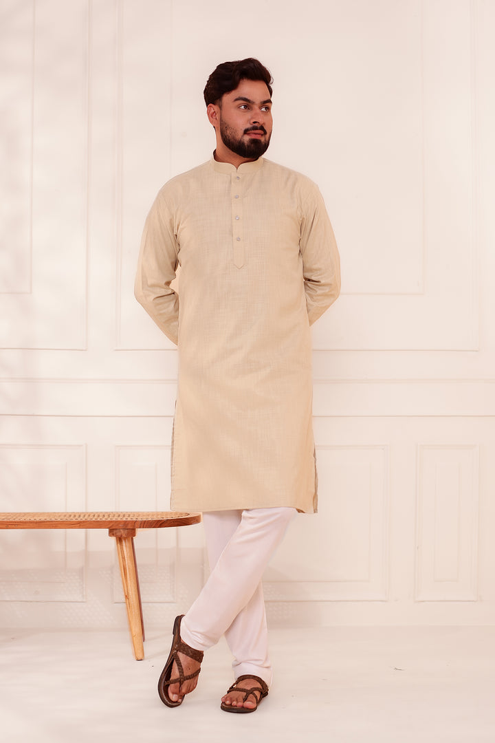 Sandy Soft Cotton-Polyester Kurta Suit.