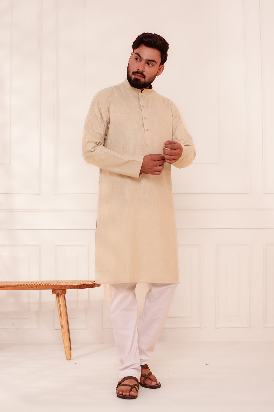 Sandy Soft Cotton-Polyester Kurta Suit.