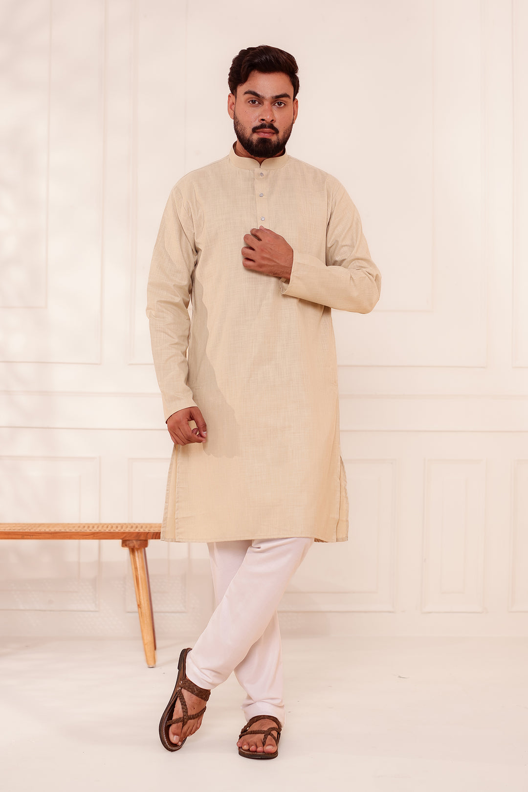 Sandy Soft Cotton-Polyester Kurta Suit.