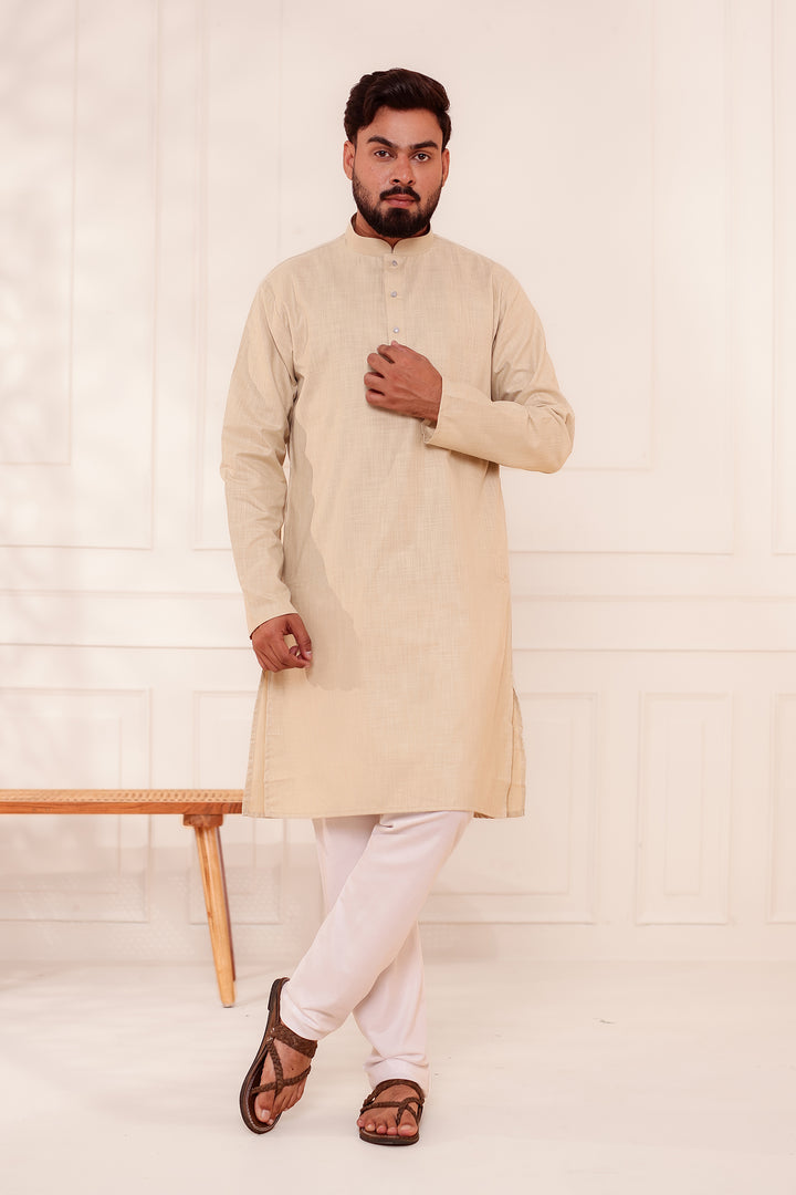 Sandy Soft Cotton-Polyester Kurta Suit.
