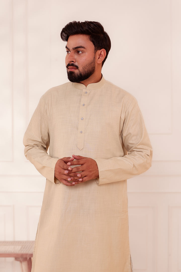 Sandy Soft Cotton-Polyester Kurta Suit.