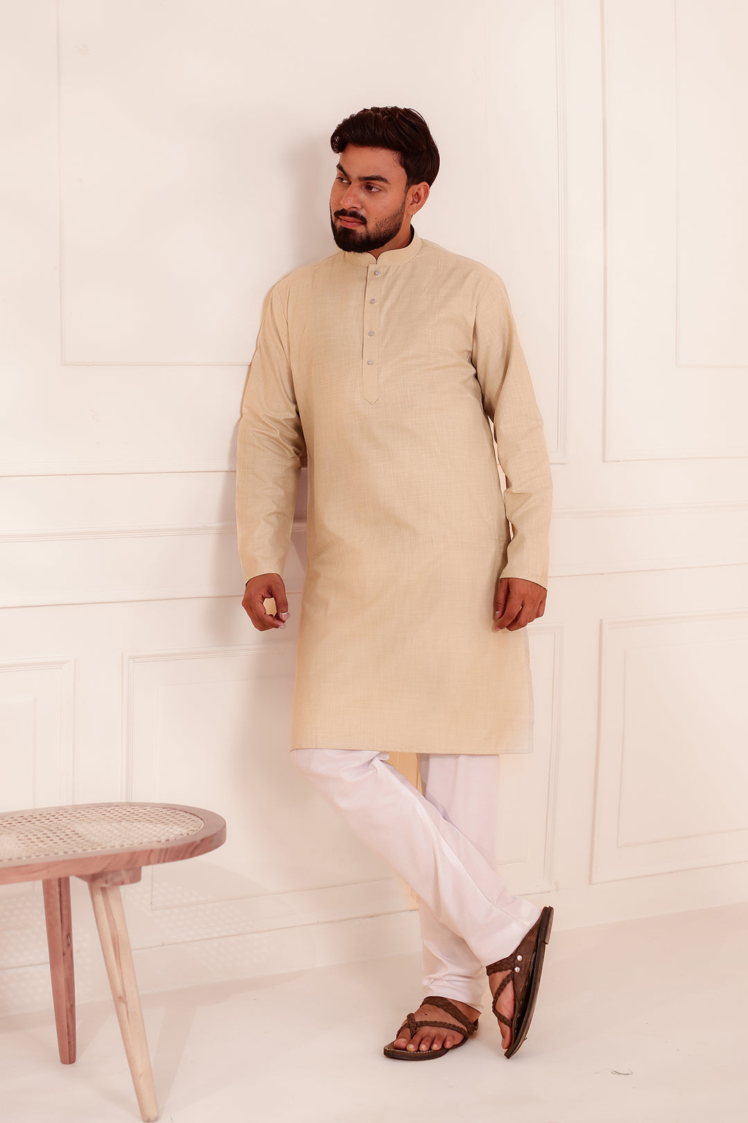 Sandy Soft Cotton-Polyester Kurta Suit.
