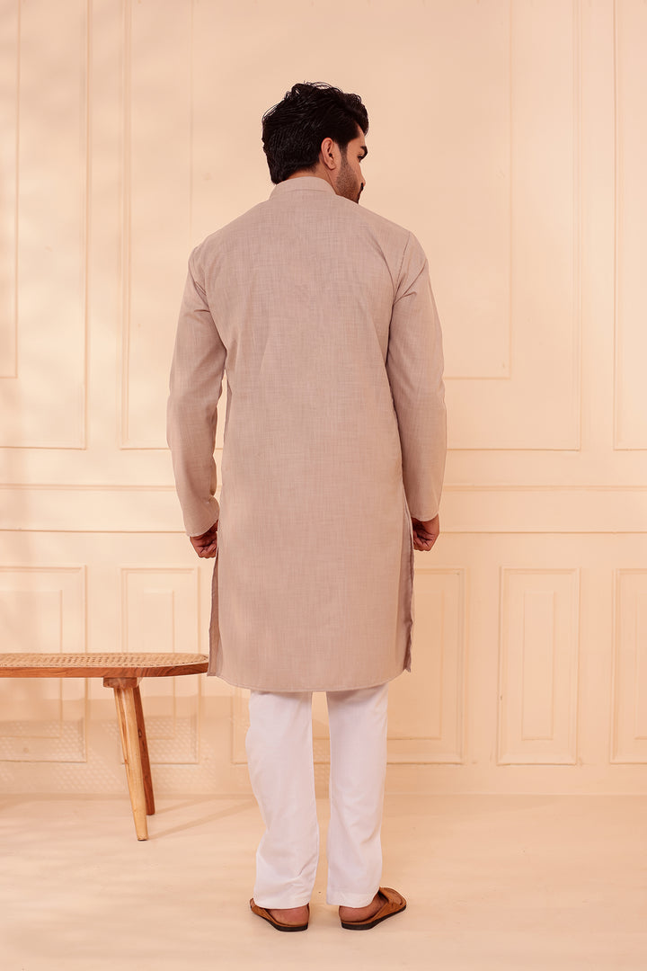 Dusty Mint Soft Cotton-Polyester Kurta Suit.