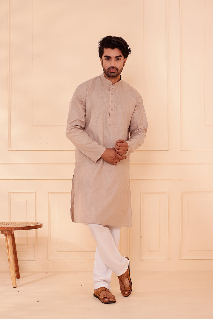 Dusty Mint Soft Cotton-Polyester Kurta Suit.