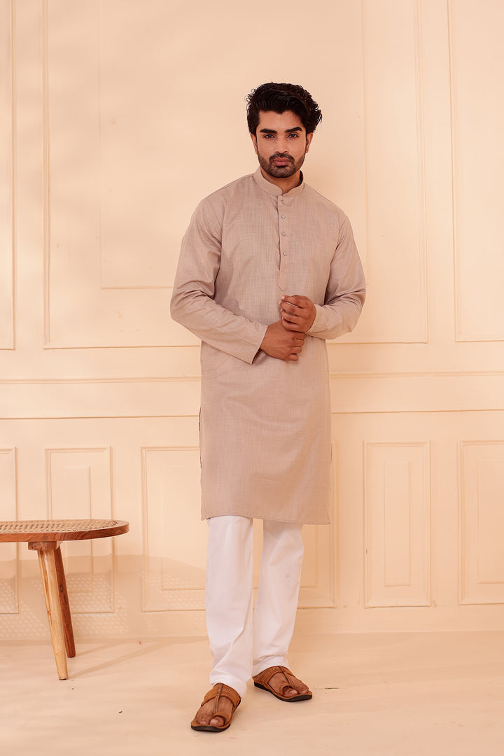Dusty Mint Soft Cotton-Polyester Kurta Suit.