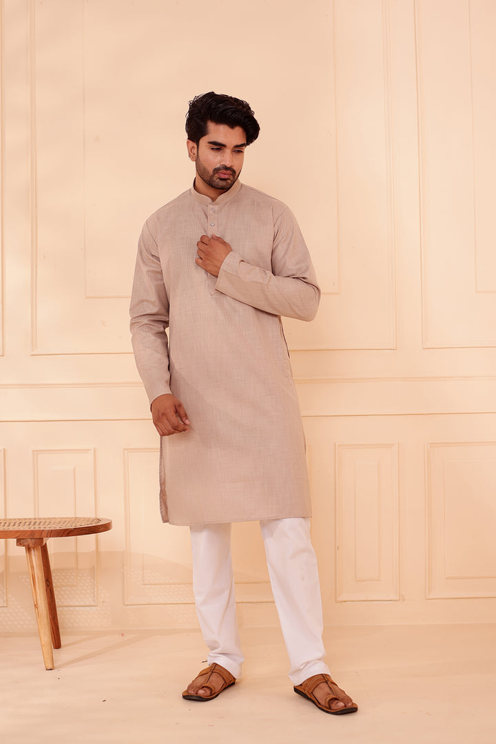 Dusty Mint Soft Cotton-Polyester Kurta Suit.