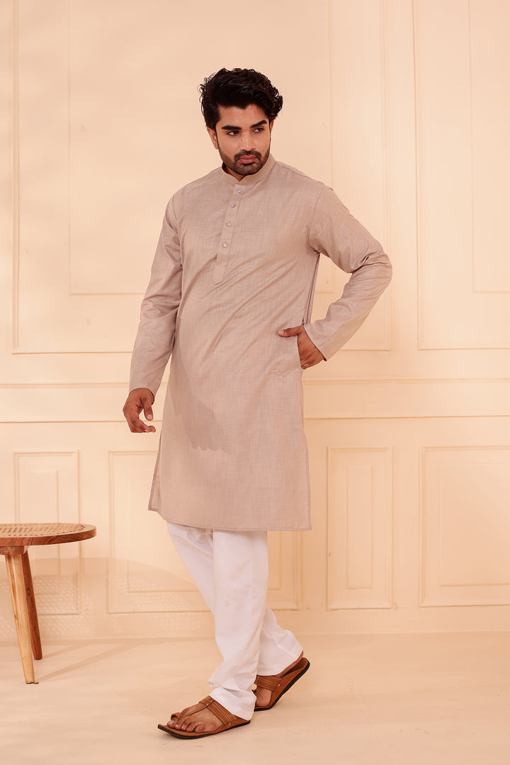 Dusty Mint Soft Cotton-Polyester Kurta Suit.