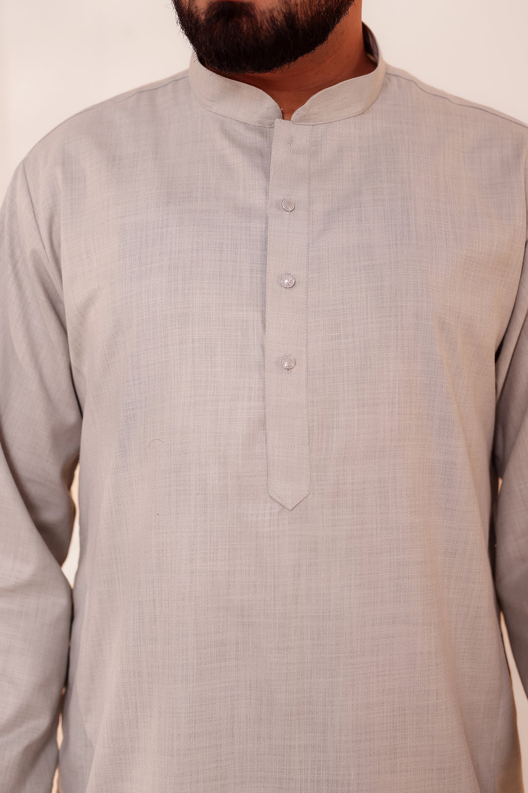 Grey Soft Cotton-Polyester Kurta Suit.
