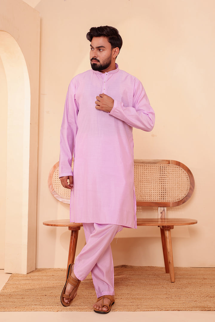 Lilac Soft Silk Plain Kurta Suit with Trouser.