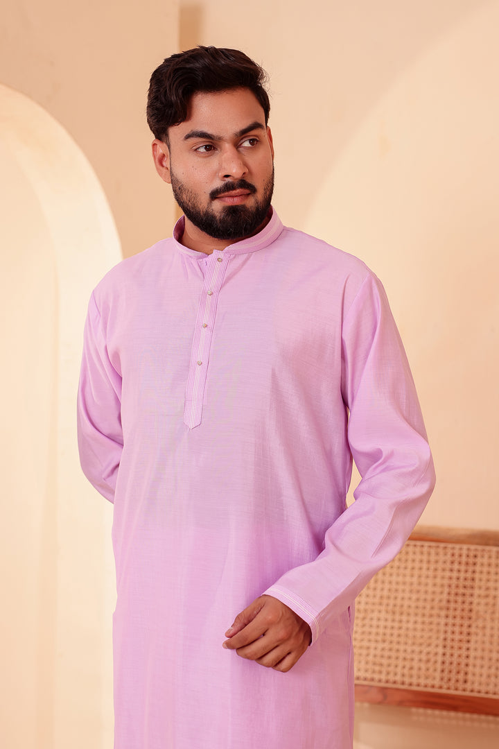 Lilac Soft Silk Plain Kurta Suit with Trouser.