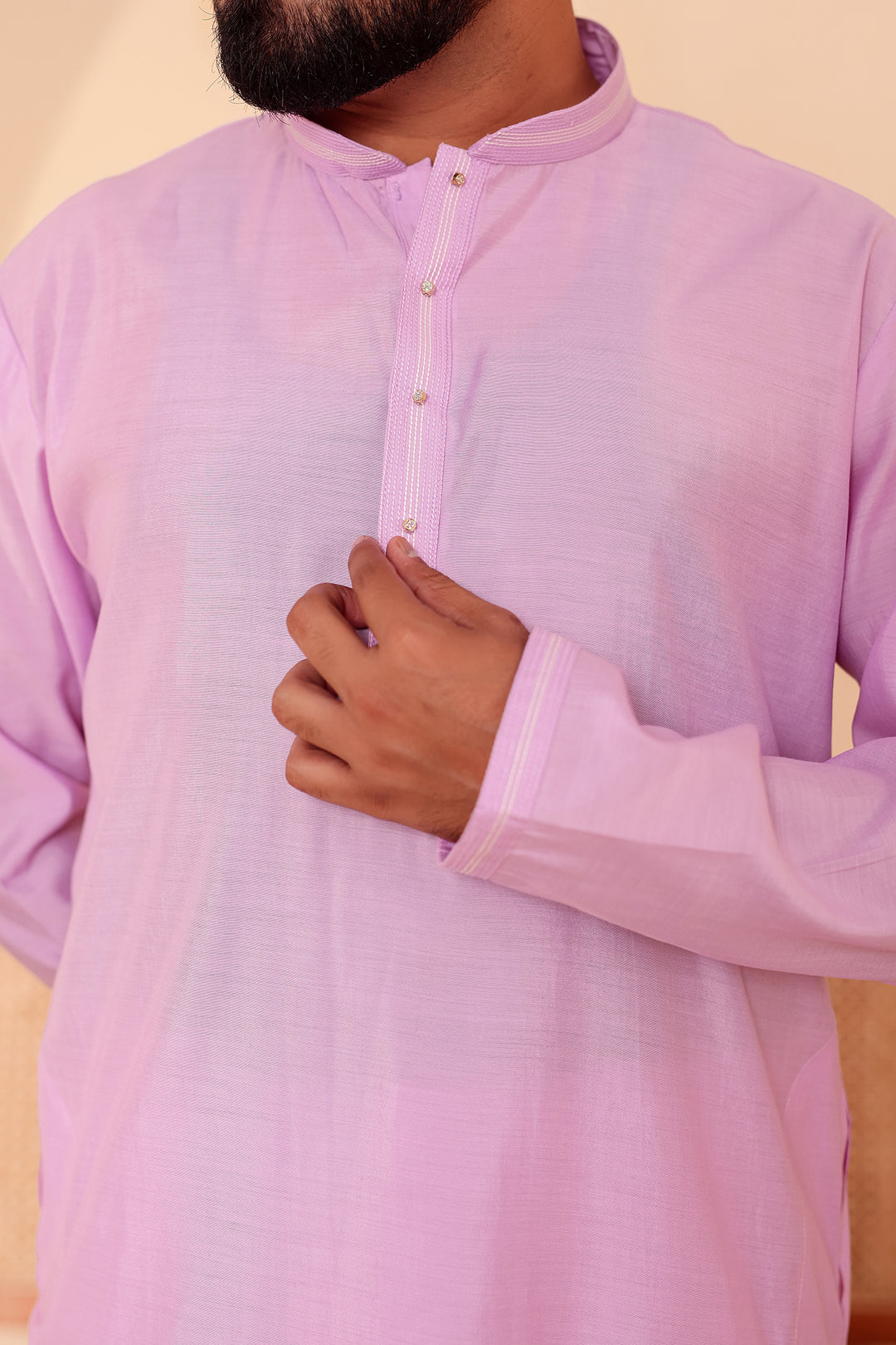 Lilac Soft Silk Plain Kurta Suit with Trouser.
