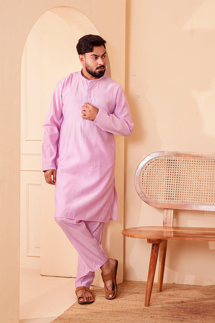 Lilac Soft Silk Plain Kurta Suit with Trouser.