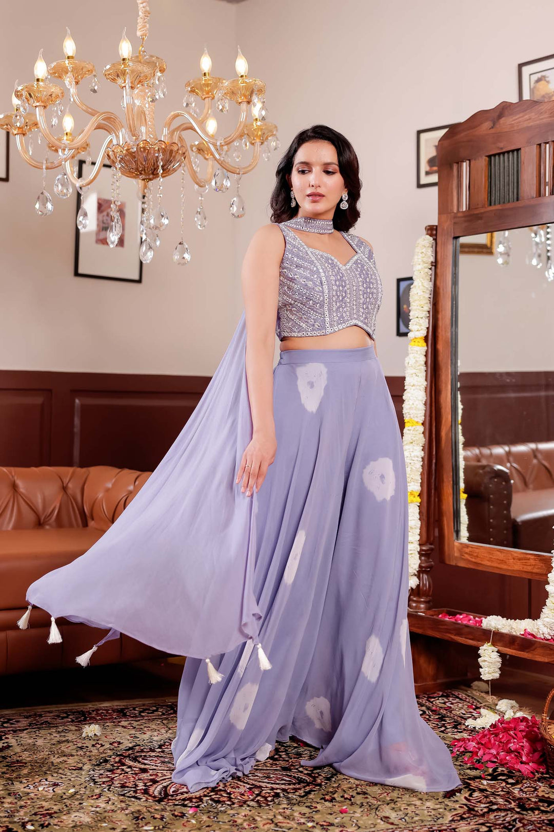 Lilac Soft Silk Lengha Choli
