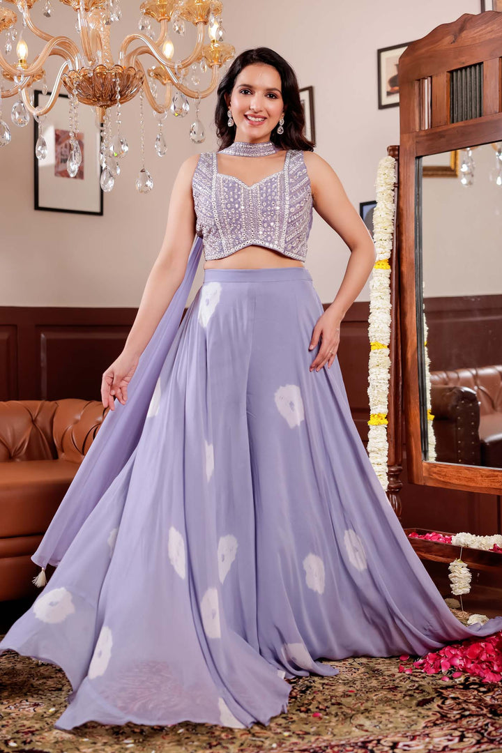 Lilac Soft Silk Lengha Choli