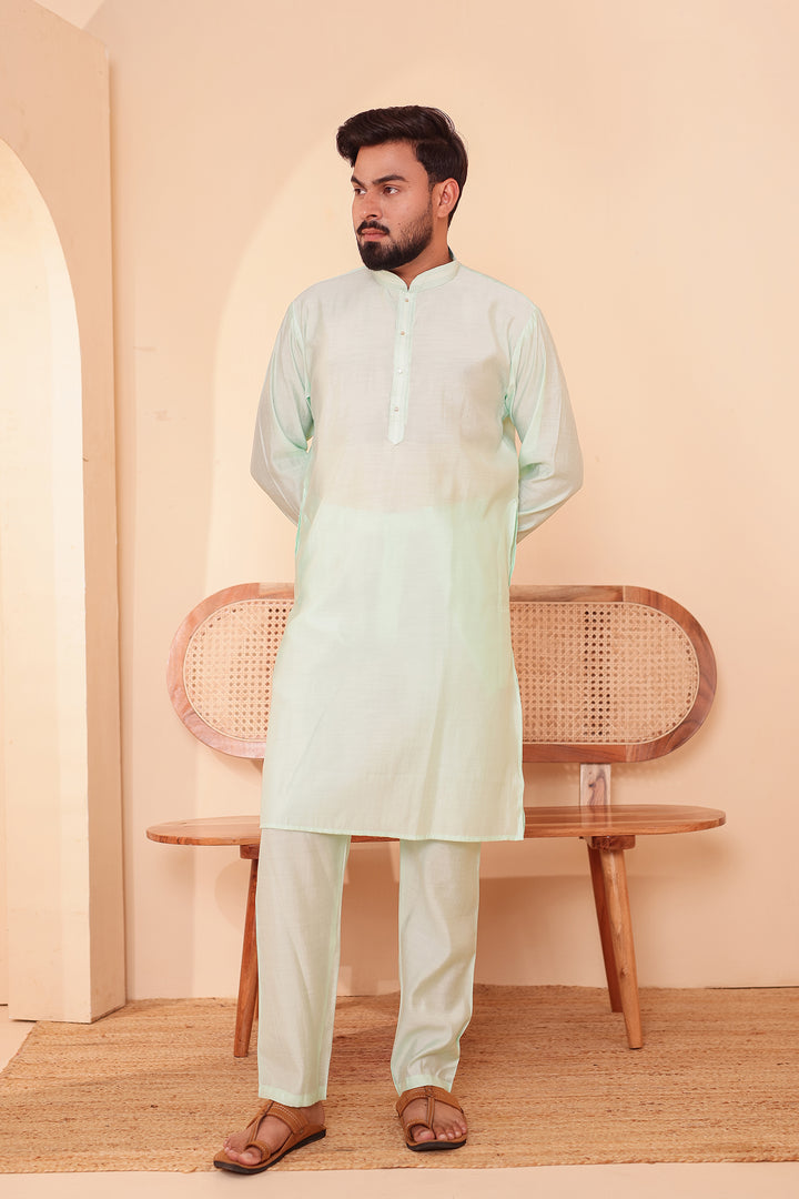 Mint Soft Silk Plain Kurta Suit with Trouser.