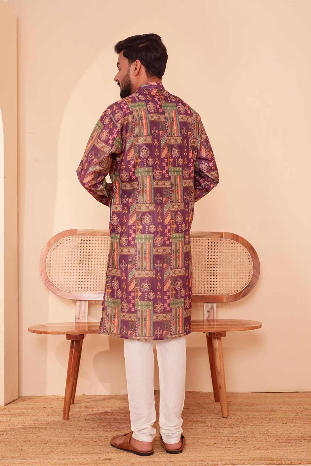Purple Multi Colour Silk Kurta Suit.