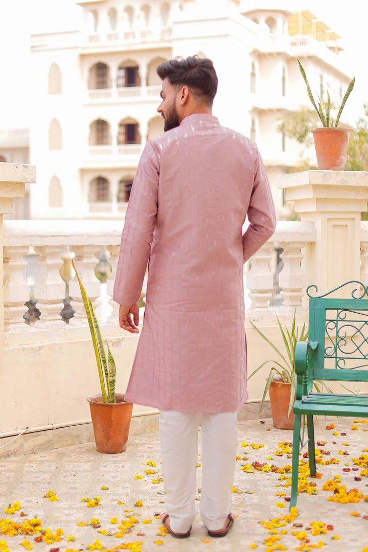 Dusty Purple Silk Kurta Suit With Sequin Embroidery All Over.