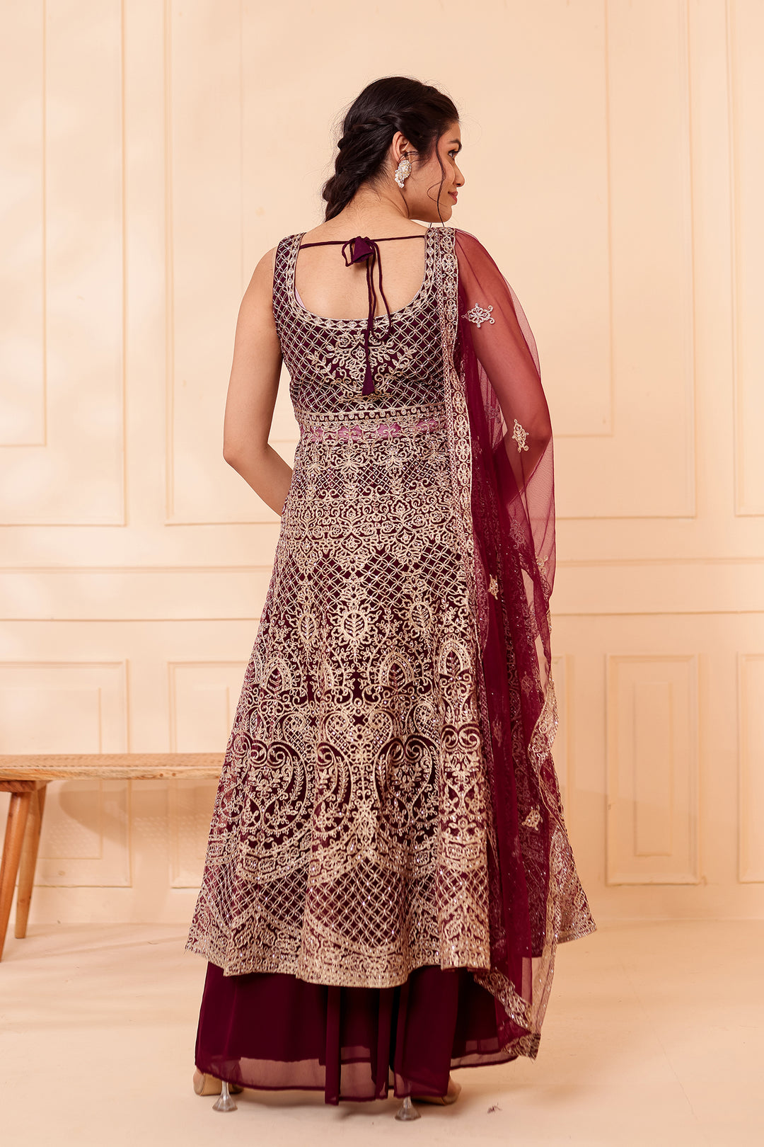 Vine Net Long Top Palazzo Suit.