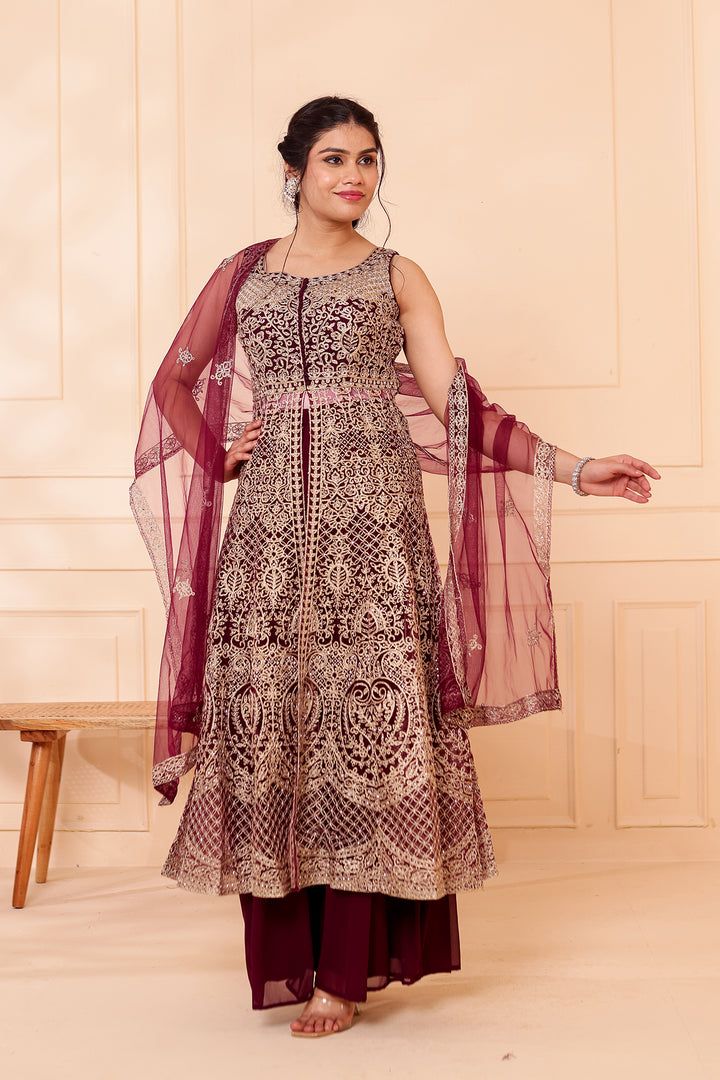 Vine Net Long Top Palazzo Suit.