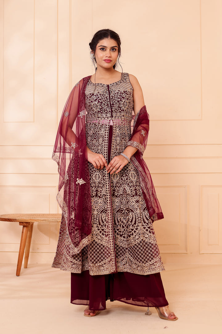 Vine Net Long Top Palazzo Suit.