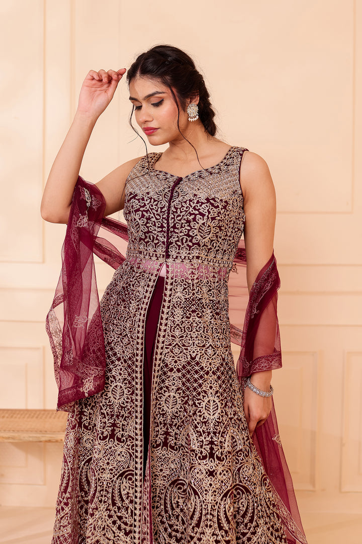 Vine Net Long Top Palazzo Suit.