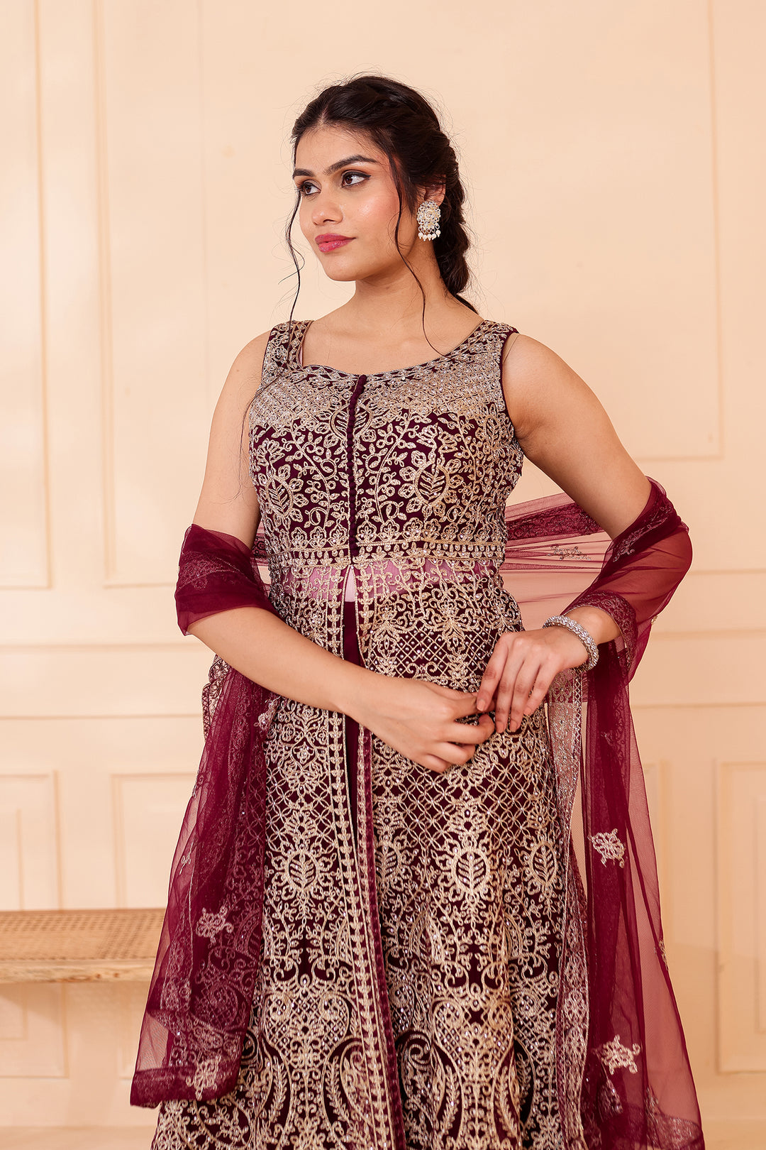 Vine Net Long Top Palazzo Suit.