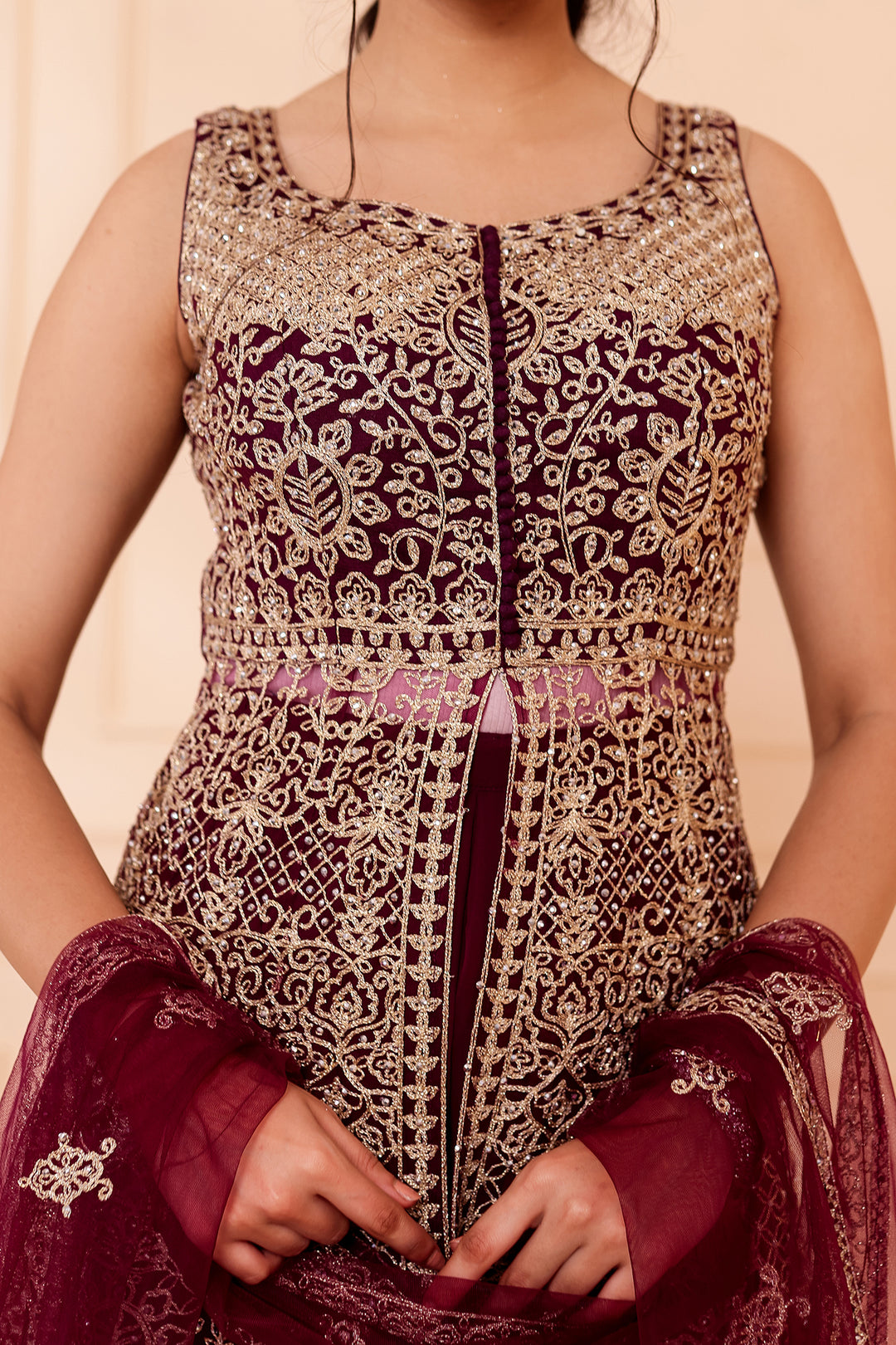 Vine Net Long Top Palazzo Suit.