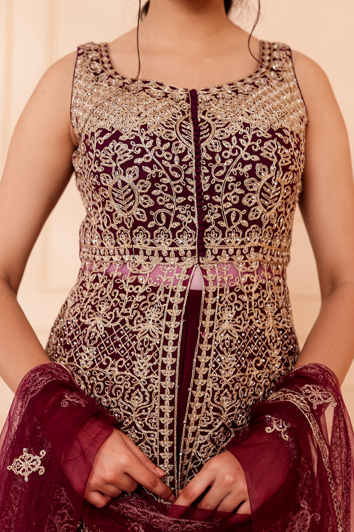 Vine Net Long Top Palazzo Suit.