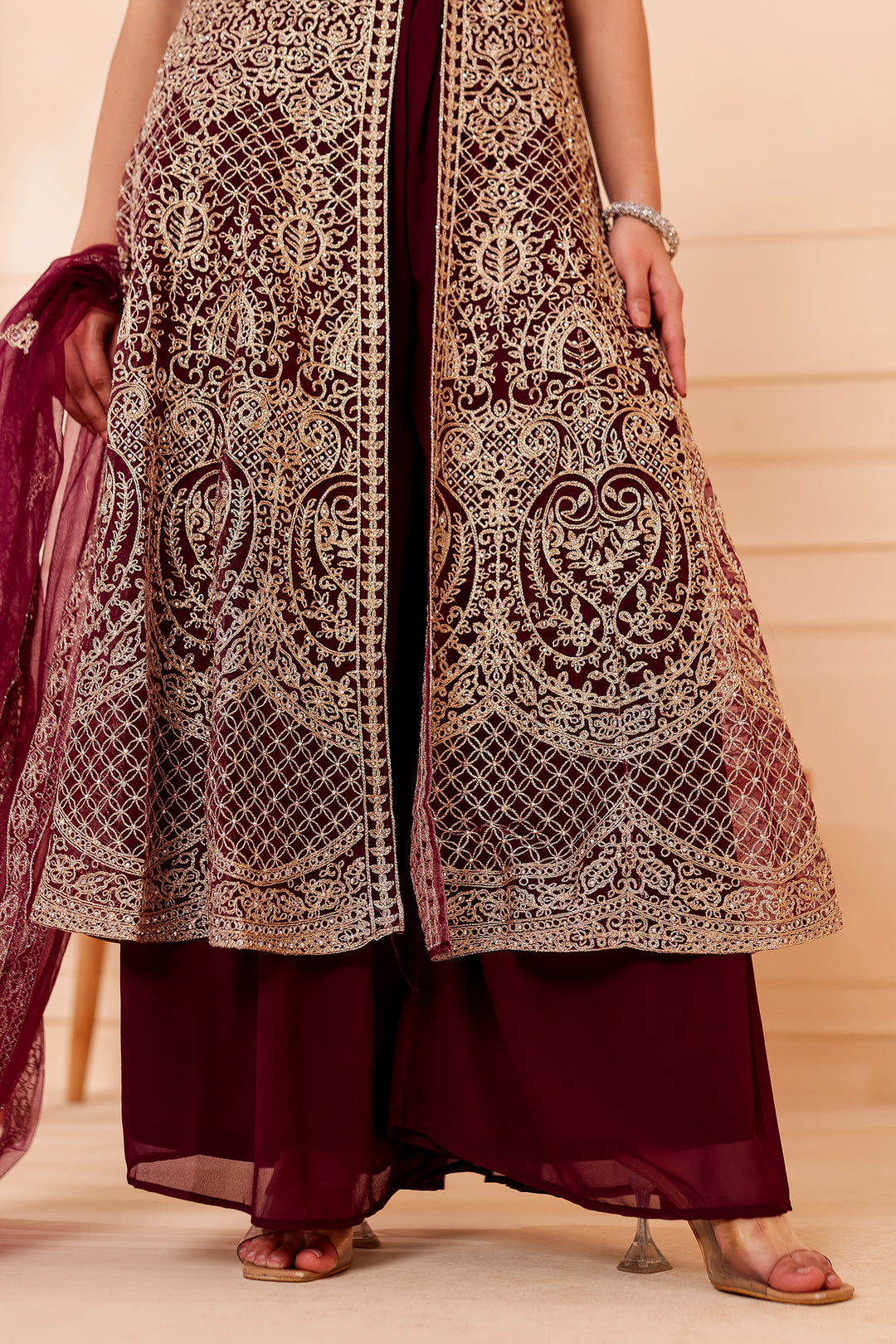 Vine Net Long Top Palazzo Suit.