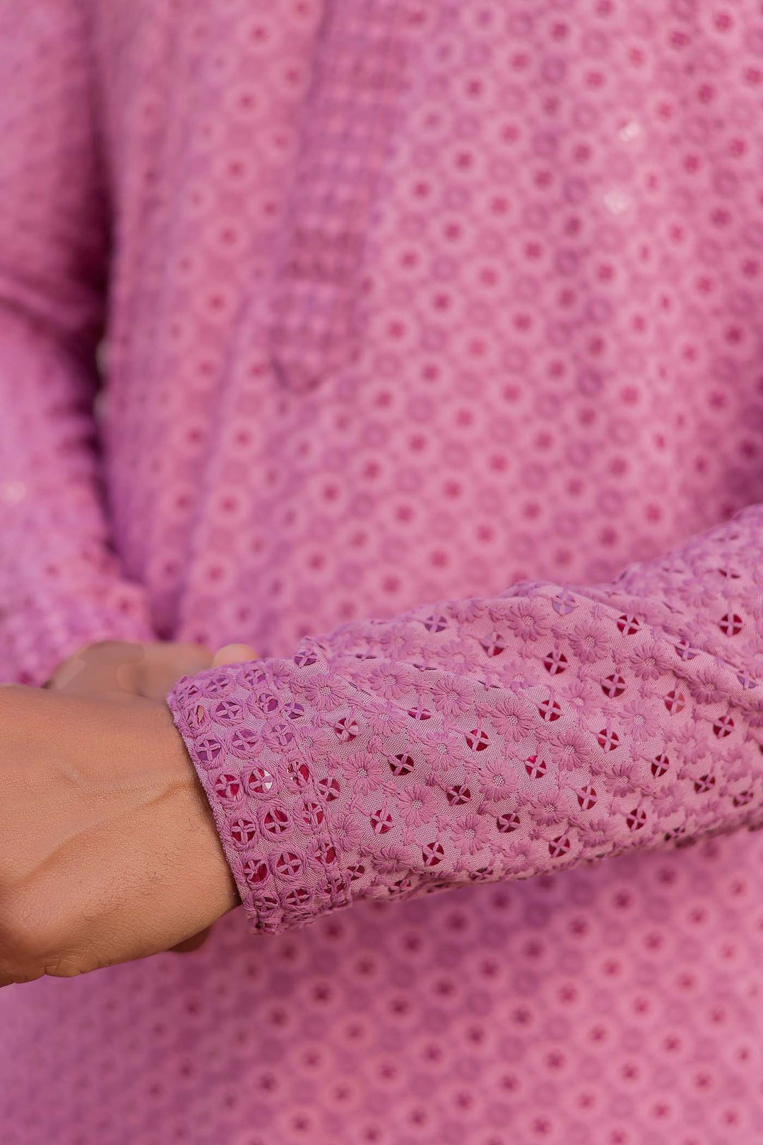 Pink Lucknowi Kurta Suit With Sequin Work.