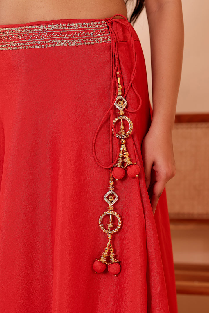 Rust Vichitra Silk Lehenga Choli.