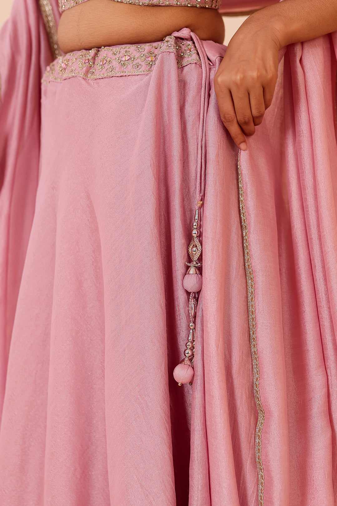 Dusty Pink Crepe Silk Lehenga Choli