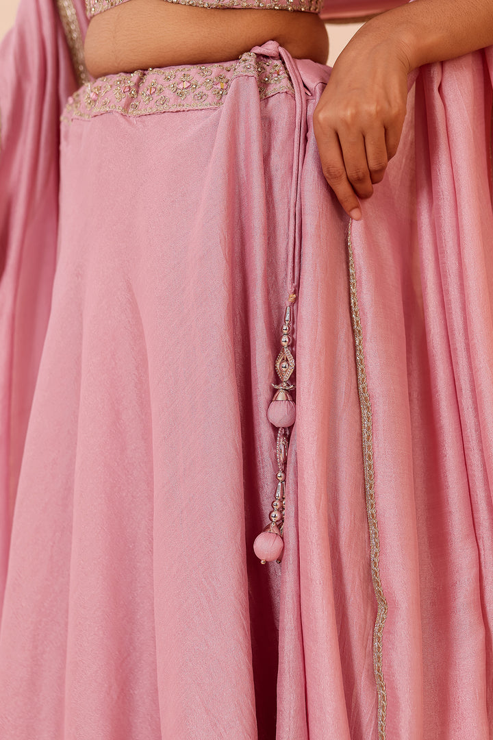 Dusty Pink Crepe Silk Lehenga Choli