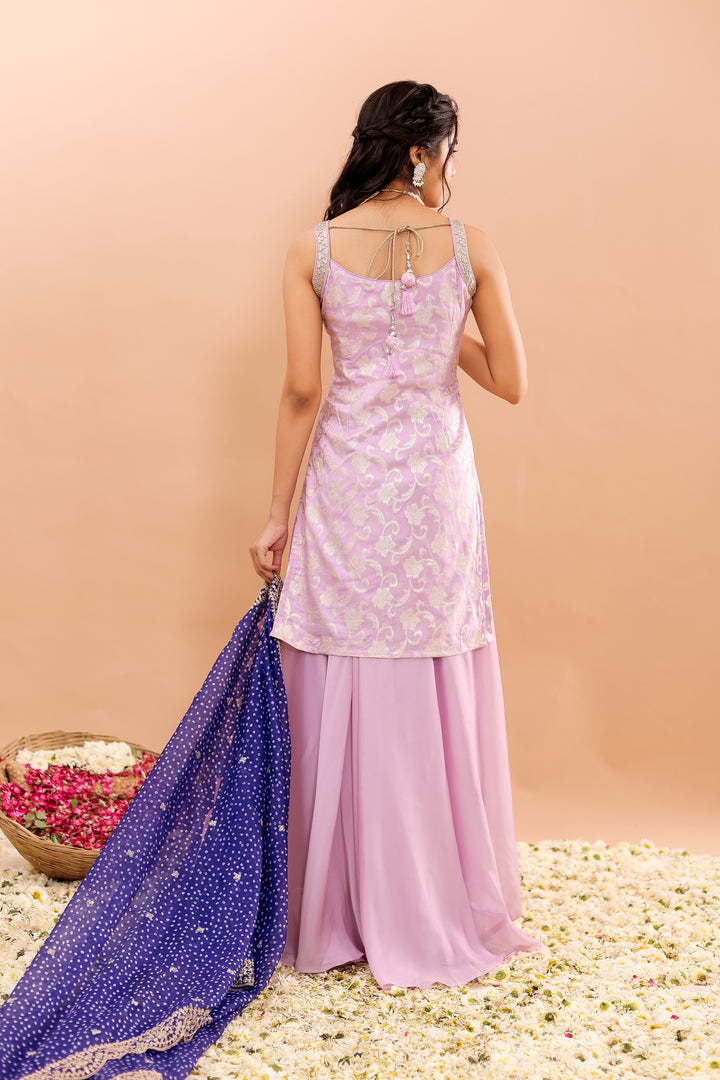Lilac/Purple Georgette Sharara
