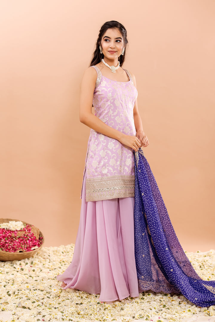 Lilac/Purple Georgette Sharara